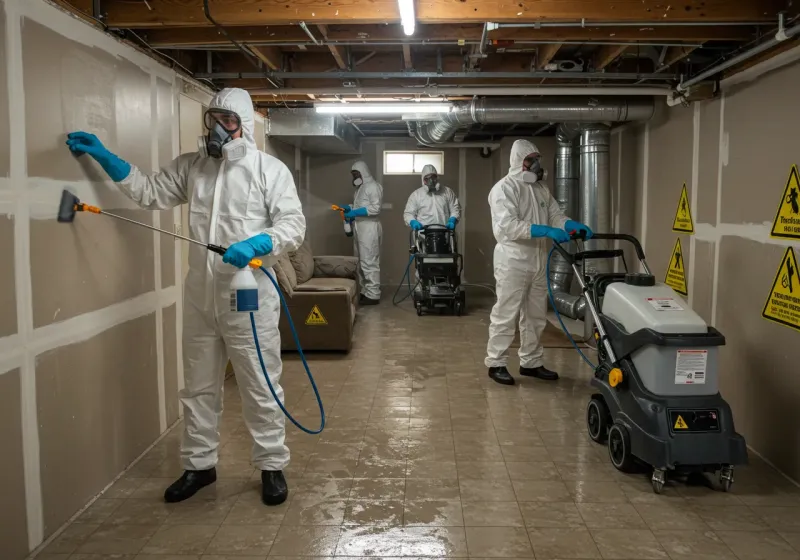 Basement Moisture Removal and Structural Drying process in Algonac, MI